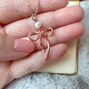 Cute Bow with Freshwater Pearl Necklace